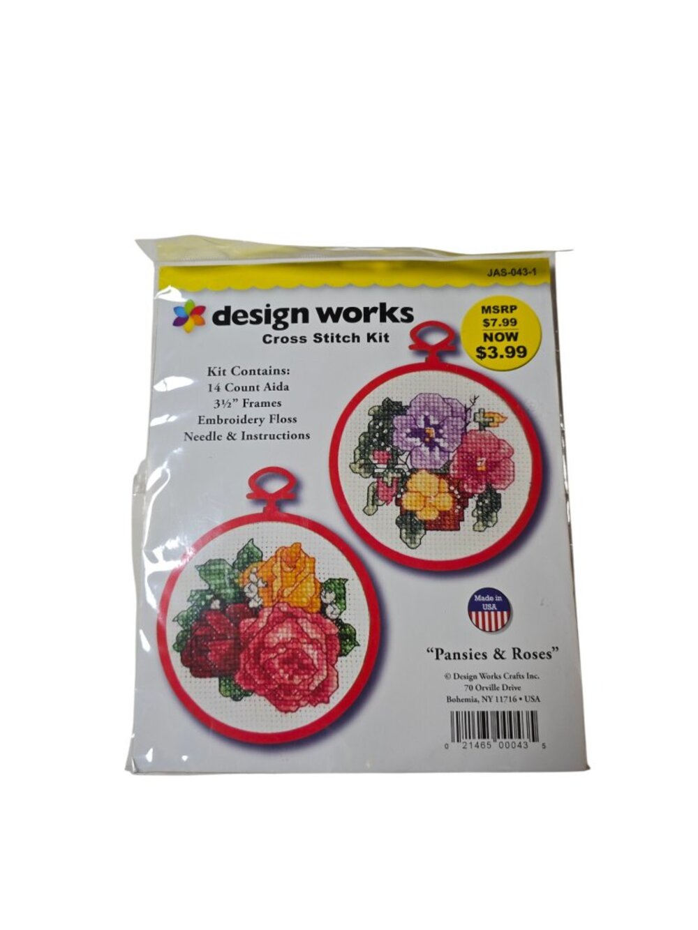 Design Works Pansies & Roses Cross Stitch Kit Set of 2 Floral Frames